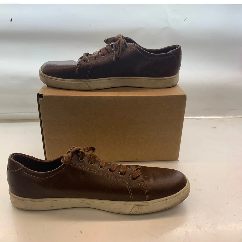 American‎ Eagle Mens Brown Faux Leather Memory Foam Low Top Sneakers Size 12